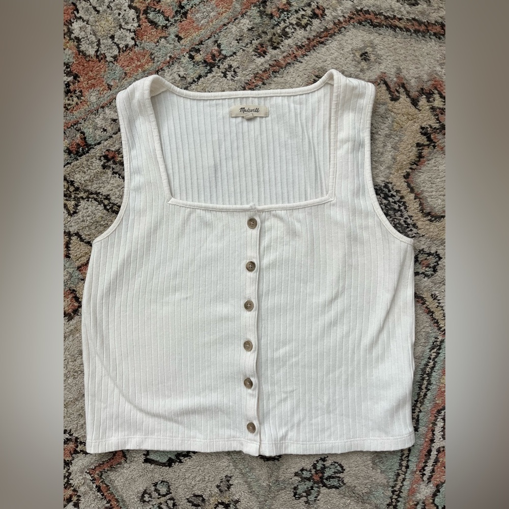 Madewell Ribbed button-front Crop Tank size Large